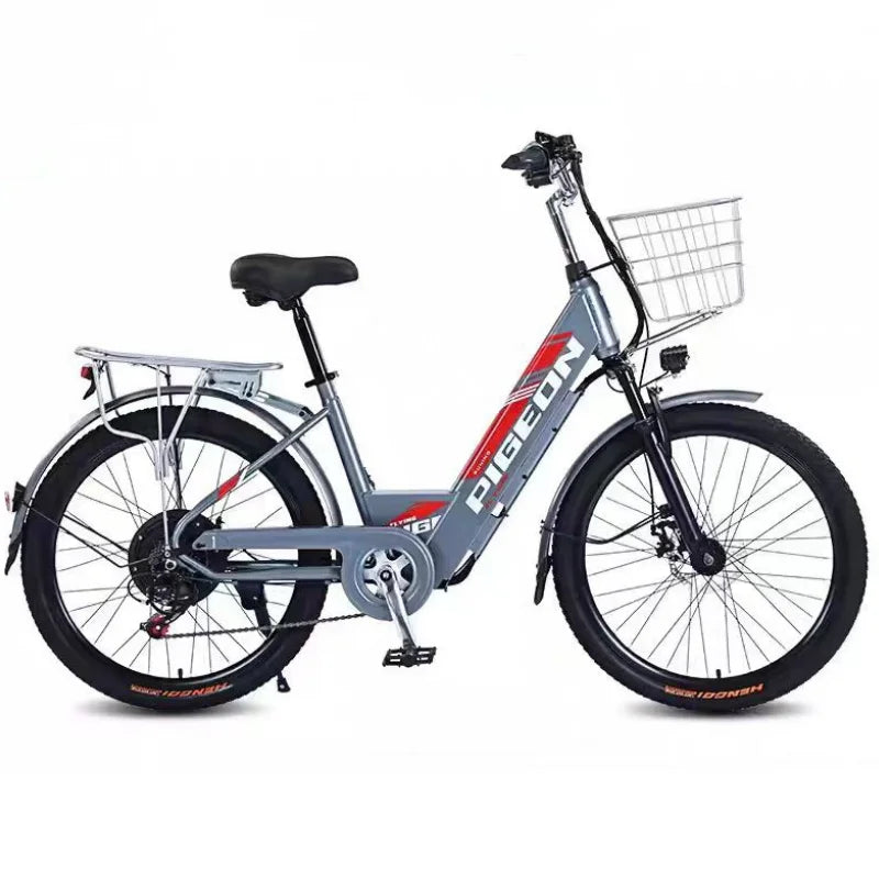 Adult Electric Bike 26 Inch Mountain Bike 350W 36V Electric Bicycle City Lady With 2 Seat And Basket Waterproof Hidden Battery