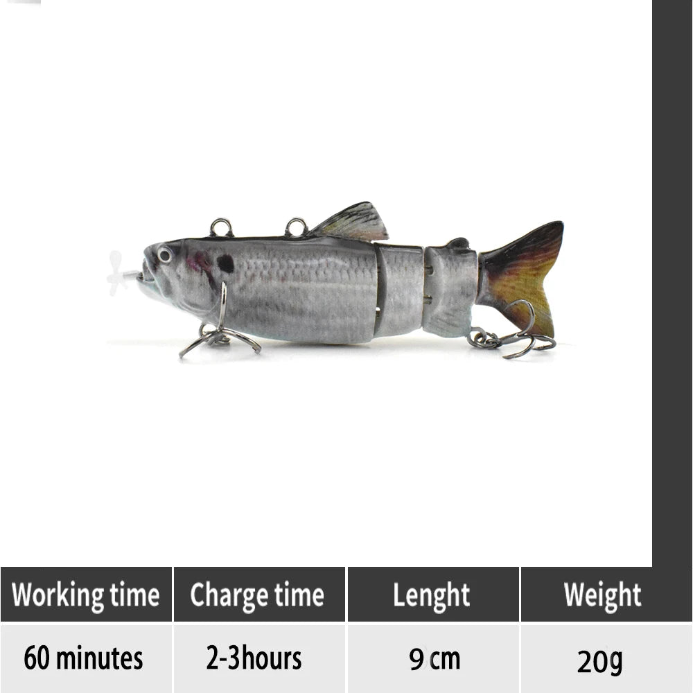 small 10cm Robotic Swimming Lures Fishing Auto Electric Lure Bait Wobblers For Swimbait USB Rechargeable Flashing LED light
