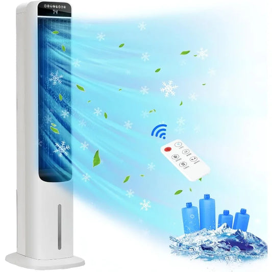 MEPTY 41" Swamp Cooler, 3 in 1 Evaporative Air Cooler with Remote, Portable Cooling Fans that Blow Cold Air with 3 Speeds