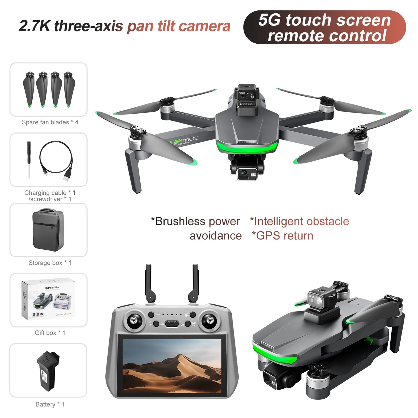 2025 NEW HOT S155 GPS Drone 8K Professional Dual HD Camera 5G FPV 360° Obstacle Avoidance Brushless Motor Rc Quadcopter Dron Toy
