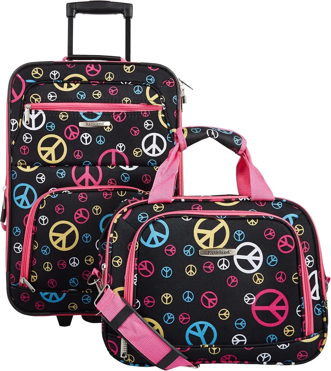 Rockland Fashion Softside Upright Luggage Set, Expandable, Pink Dots, 2-Piece (14/19)
