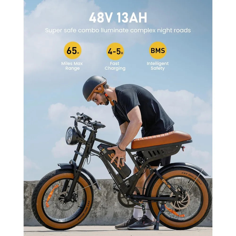 Electric Bike Adults 1500W Ebike,28MPH, 55-75 Miles Electric Motorcycle with 13AH Battery, 20" Fat Tire Electric Dirt Bike