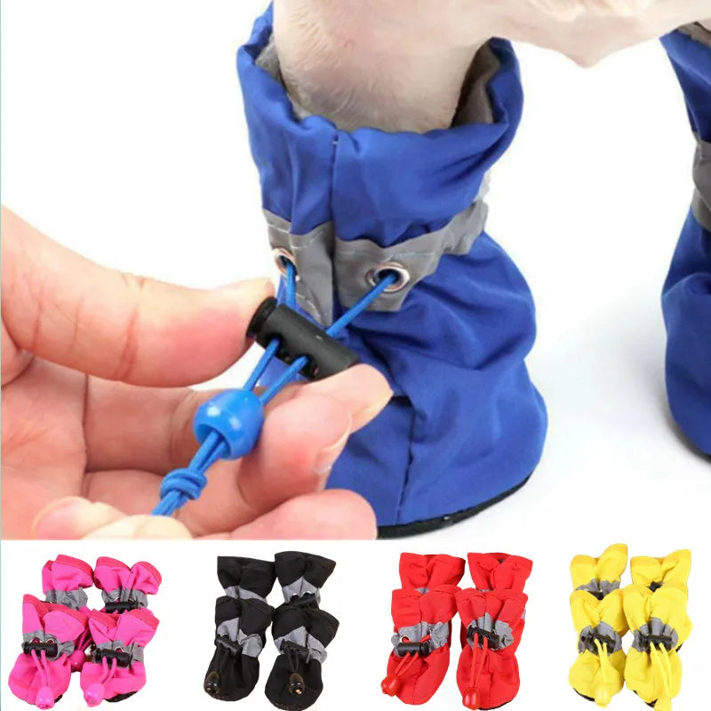 4 PCS set Of Waterproof Pet Dog Shoes, Anti Slip Soft Soled Rain Boots, Kitten Dog Shoes, Puppy Pet Boots, Pet Paw Accessorie