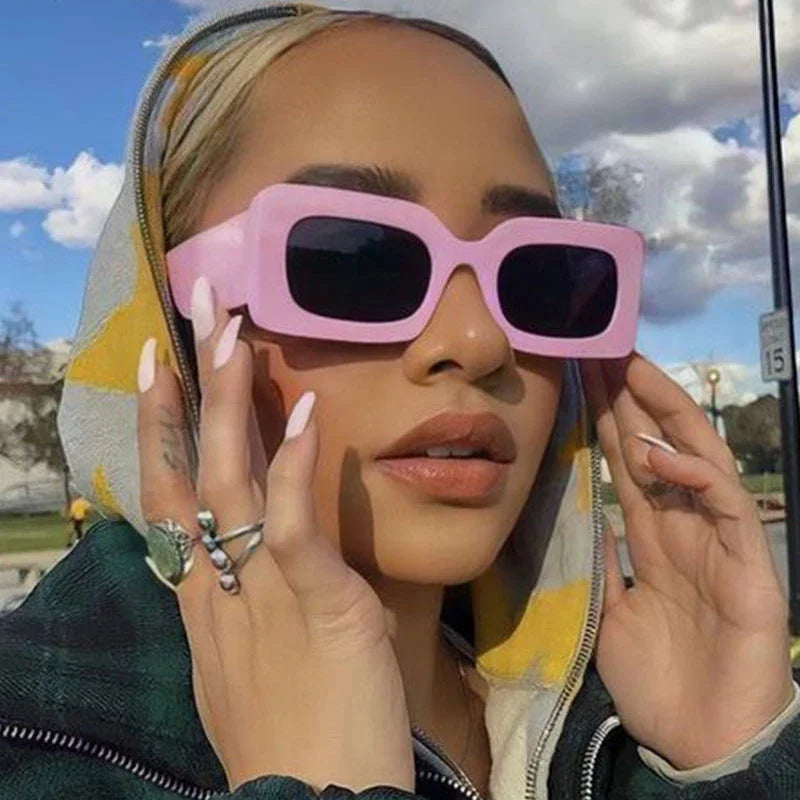 Women's Sunglasses 2025 Fashion Vintage Rectangle Frame Purple Pink Square Glasses Girls Sun Glasses Ladies Eyewear UV400