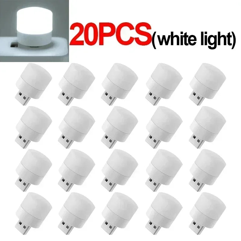 1-50pcs Mini USB Night Lights Warm White Eye Protection Book Reading Light PC Mobile Power USB Plug LED Charging Lamps Wholesale
