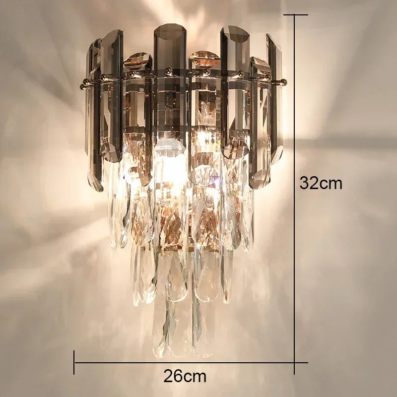 Modern Minimalist Light Luxury Crystal Glass Rod Wall Lamp Living Room Study Bedroom Decoration Led Home Indoor Lighting