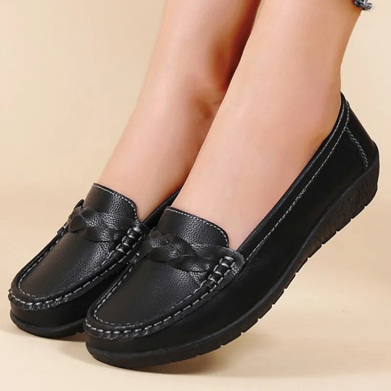 Women's Flat Shoes Fashion High Quality Loafers For Women Comfortable Moccasins Genuine Leather Loafer Shoes For Ladies Footwear