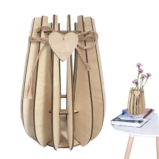 Wooden 3D Puzzle Vase Flower Bouquet Building Set DIY Wood Craft Hobbies Kit For Coffee Shop Bedroom Decoration