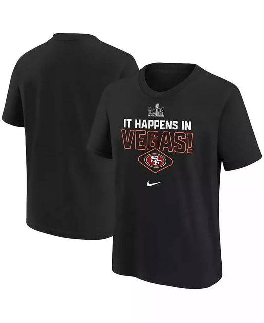 Nike | Big Boys Black San Francisco 49ers Super Bowl LVIII Team Logo Lockup T-shirt
