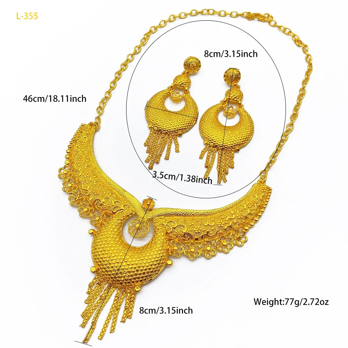 Dubai Jewelry Set For Women 24K Gold Color African Necklace Earrings Indian Nigeria Bridal Wedding Party Jewellery Gifts