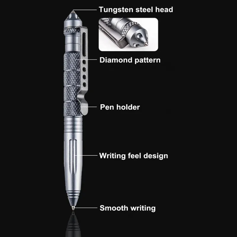 Multi-Functional Alloy Military Tactical Pen School Student Office Ballpoint  Wilderness Survival EDC Tool Glass Breaker Pen