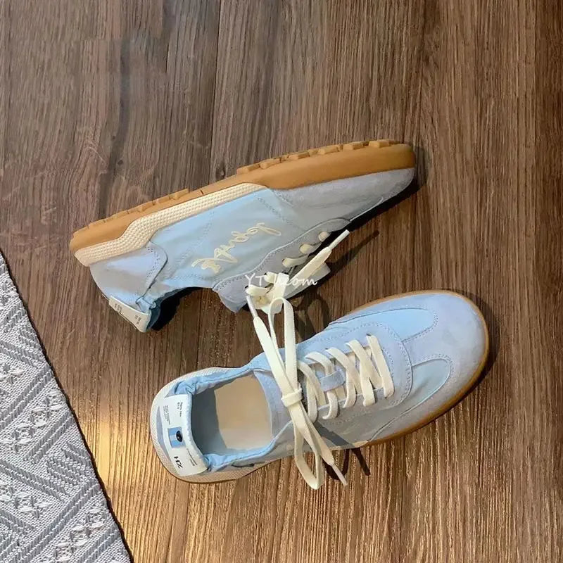 Korean Ladies Footwear Round Toe Women's Shoes Lace Up Light Comfortable and Elegant Daily Routine On Offer Designer Luxury H A