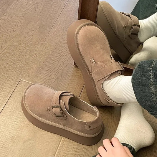 Women's Shoes Platform Female Footwear Casual Sneaker Round Toe Loafers with Fur Shallow Mouth Slip-on All-Match Clogs Dress New