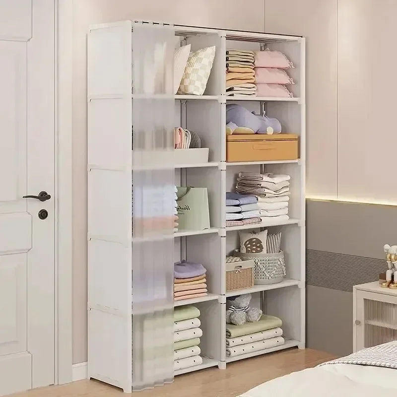 Multi-Layer Foldable Wardrobe Dustproof Storage Rack Simple DIY Assembly Large Capacity Cabinet for Home Organization and Use