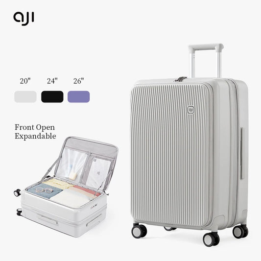 Aji Luggage Travel Suitcase New Design Side Opening Lid With 40MM Expanding Capacity Travel Suitcase 20 24 26 Inch Trolley Bag