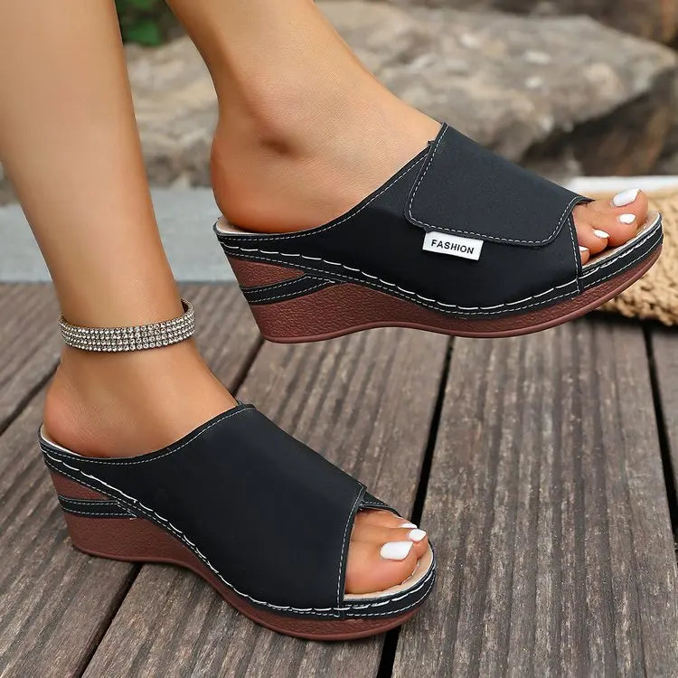 Women'S Open Toe Sandals Summer Woman Fashion Breathable Comfortable Slippers Wedge Buckle Female Footwear Zapatos Mujer