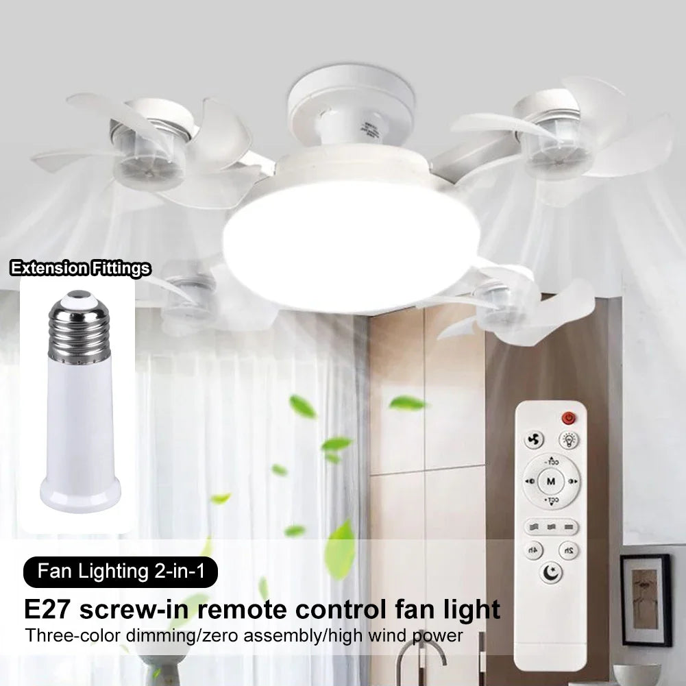Intelligent ceiling light electric fan light Kitchen high wind power Silent Easy to clean Screw Fan Light Restaurant Fan Eye