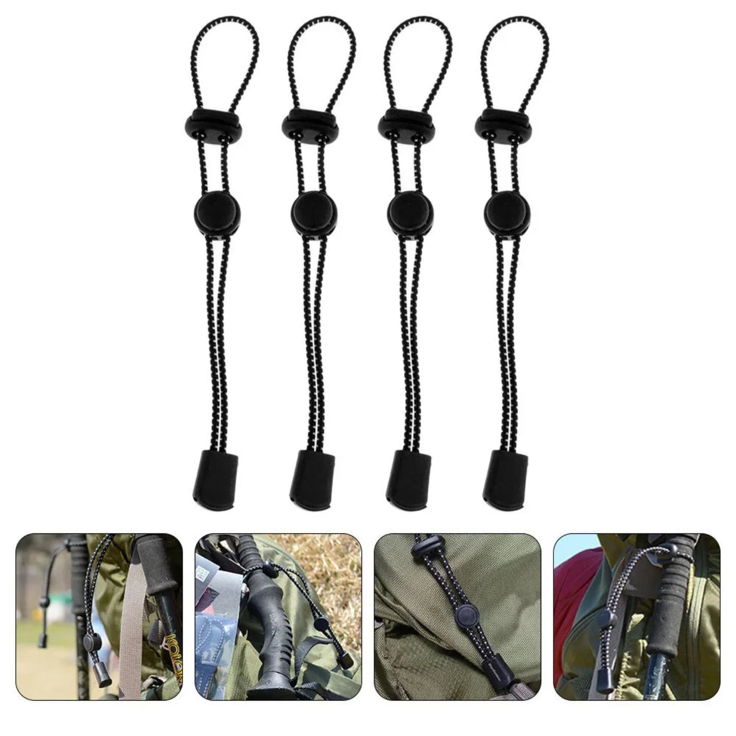 4 Pcs Adjustable Cane Climbing Pole Elastic Rope Lanyard Backpack Strap Stick Hiking Poles Cord Trekking Holder Travel