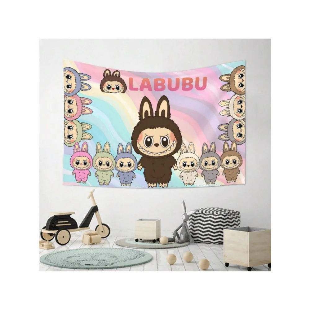 Funny Labubu Tapestries,Cute Colorful Cartoon Poster Backgrounds,For Living Room Bedroom,Gift For Fans,Birthday Graduation