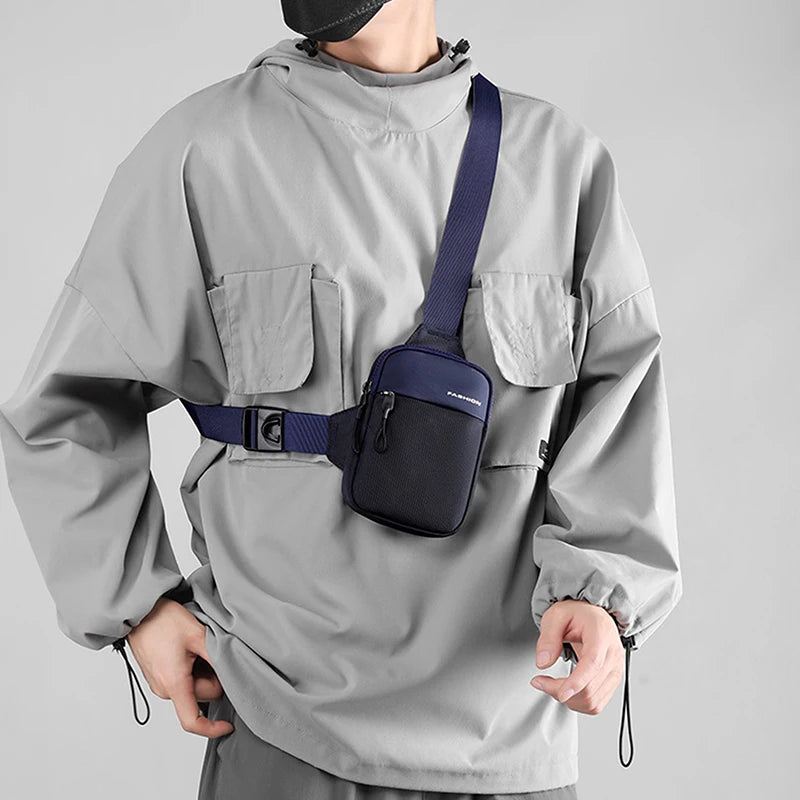 Men's Chest Bag Fashion Canvas Shoulder Crossbody Bags Mini Cloth Sling Sport Cross Phone Handbag