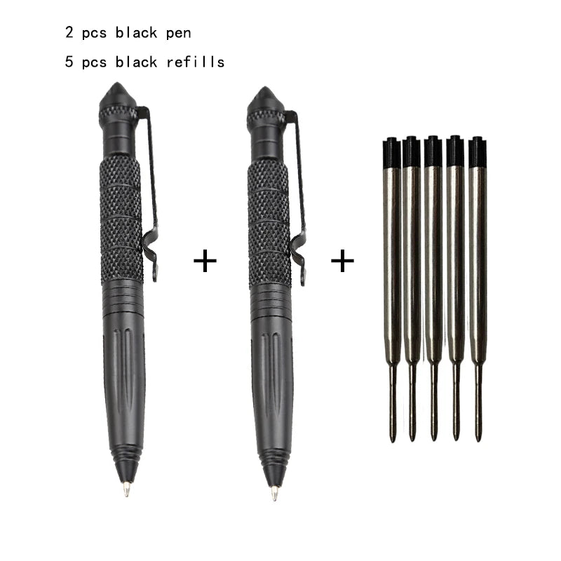 2 PCS Defence Tactical Pen Aviation Aluminum Anti-skid Military Tactical Pen Glass Breaker Pens Selfe Defence EDC Outdoor Tools