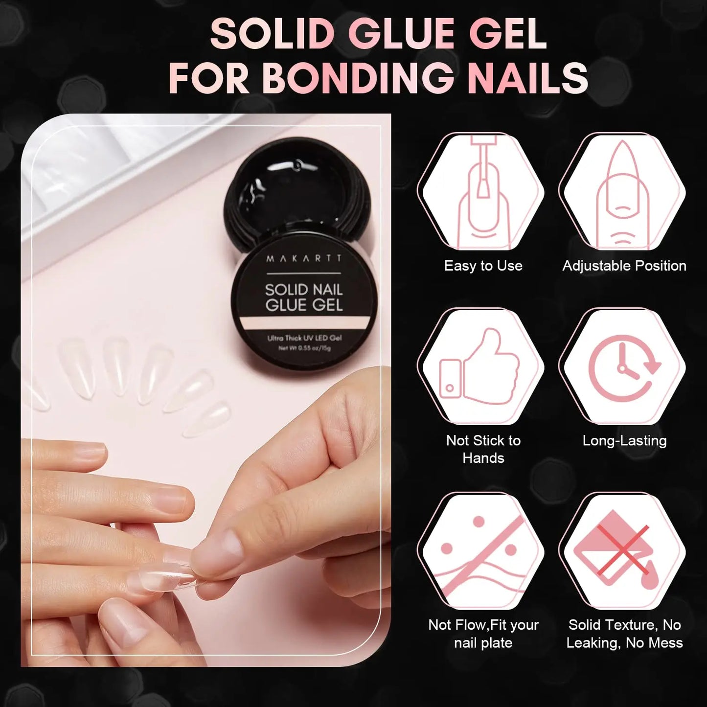 Makartt Gel x Nail Kit , Solid Nail Glue Gel with 500pcs Half Matte Almond Nails Tips & U V LED Nail Lamp For Nail Extension