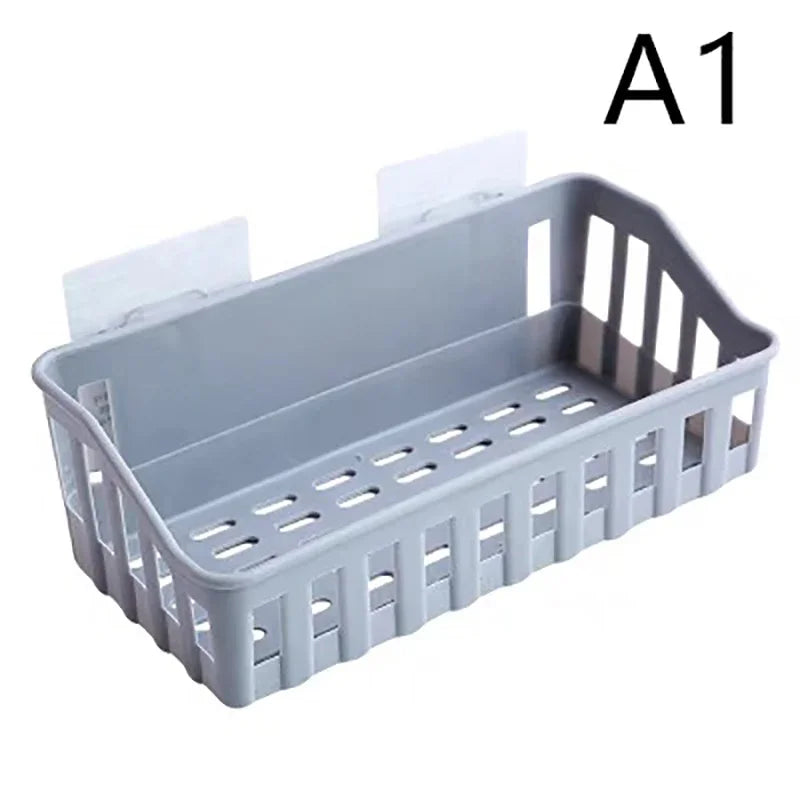 Bathroom Shelf Organizer No Drill Shower Organizer Wall Mounted Plastic Toilet Shampoo Rack Kitchen Bathroom Accessories