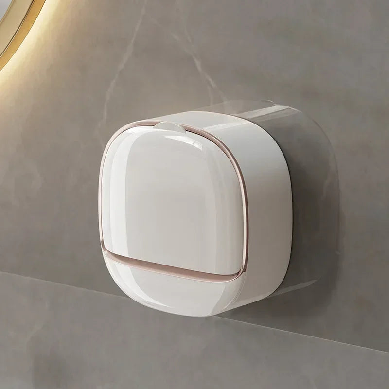 Bathroom Drain Soap Box Wall Mounted ABS Soap Box with Lid Waterproof Soap Dish Dishes Storage Box Travel Organizer Case Storage