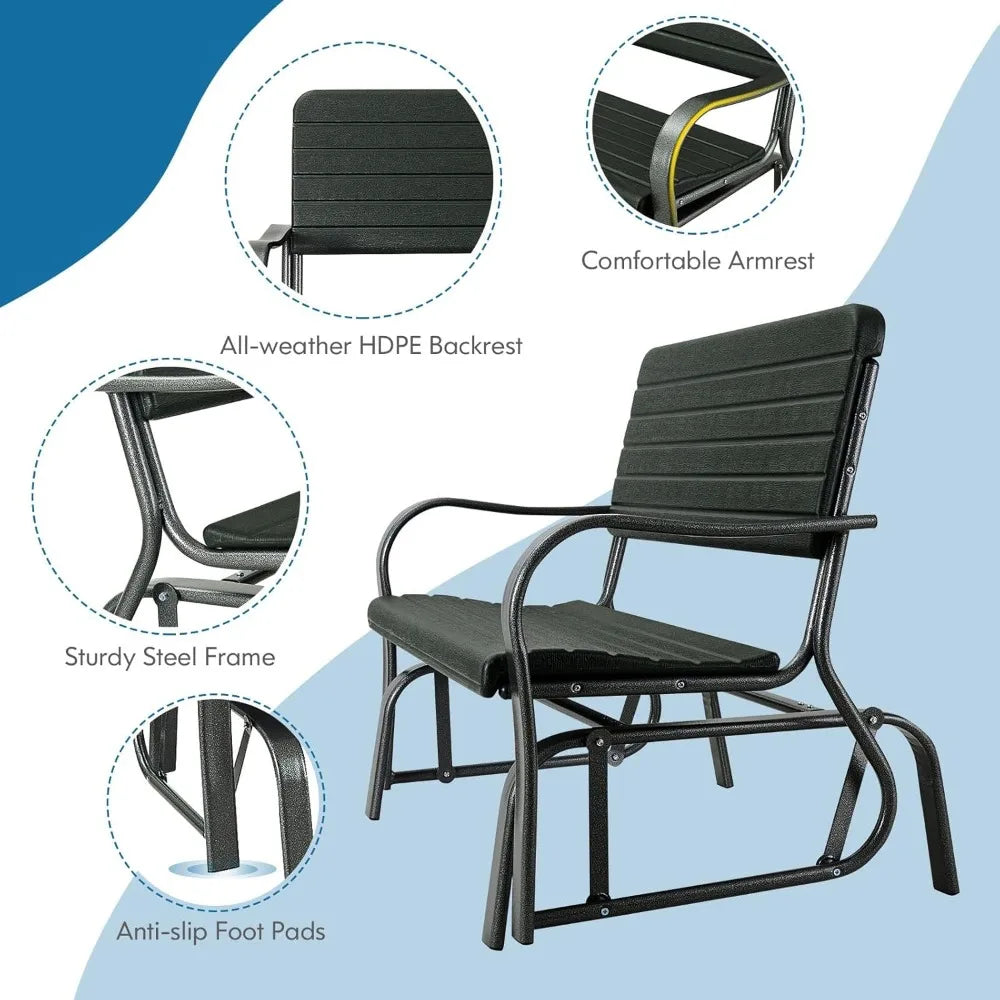 2 Seater Garden Rocking Chair,   Outdoor Loveseat Relax Patio Rocker Swing Seat for Backyard,  Porch and Poolside