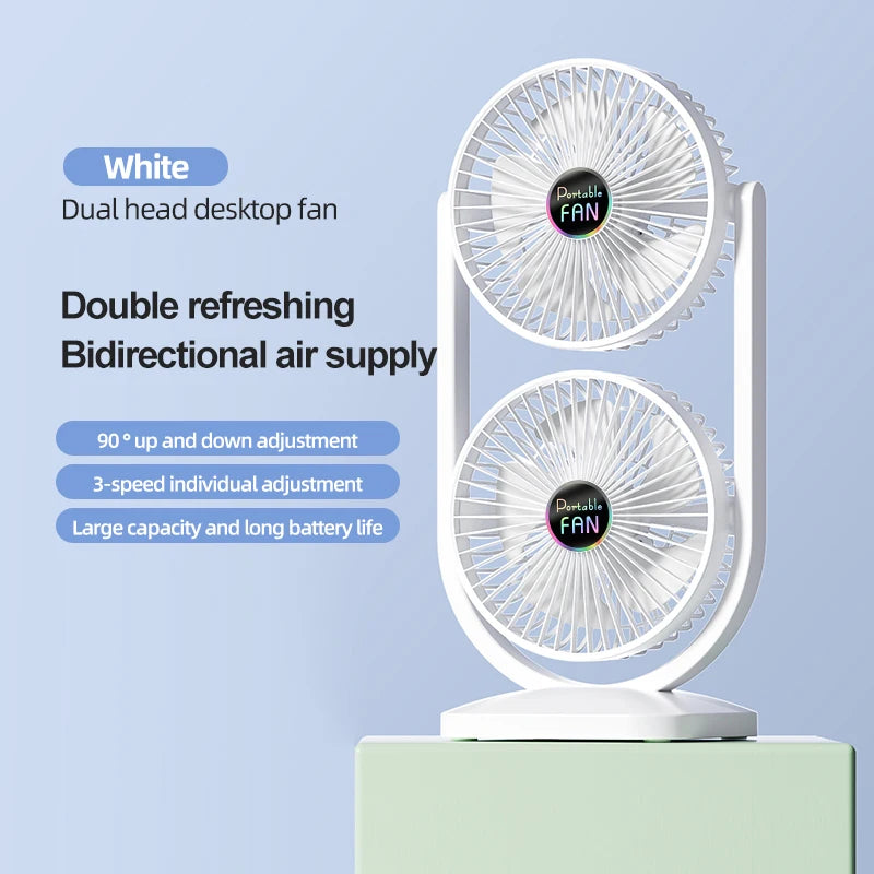 2 - in - 1 Double - Headed Fan: Ideal for Indoor & Outdoor, Separate Up - Down Control, Bidirectional Cooling