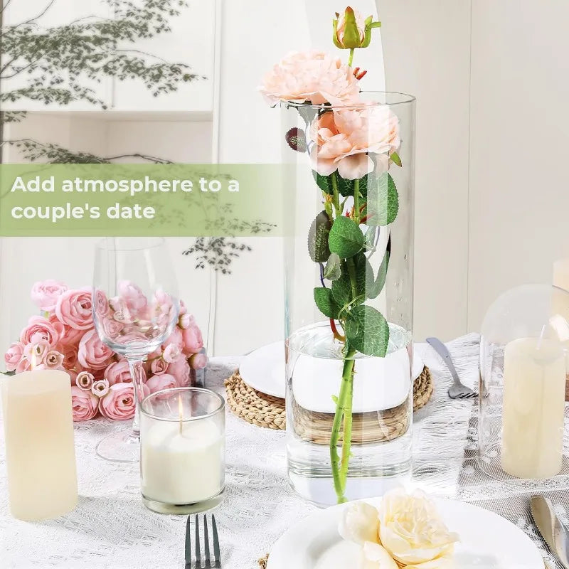 Glass Vases for Centerpieces, 16 Pcs Large Glass Cylinder Vases 12 Inch Tall Clear Flower Vase Bulk for Hurricane Floating