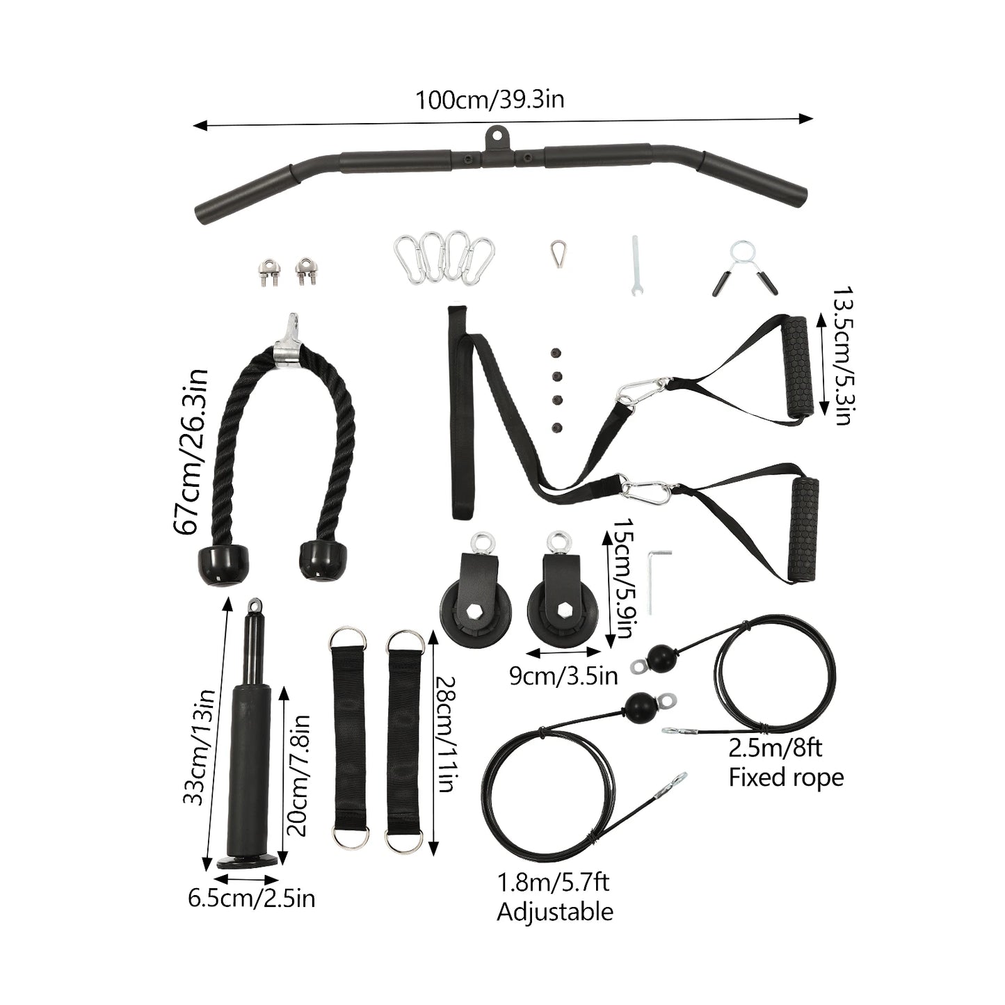 Cable Weight Pulley System for Home Gym Pulley System Gym with Safety Ropes Unisex-Adult Fitness Strength Training Equipment
