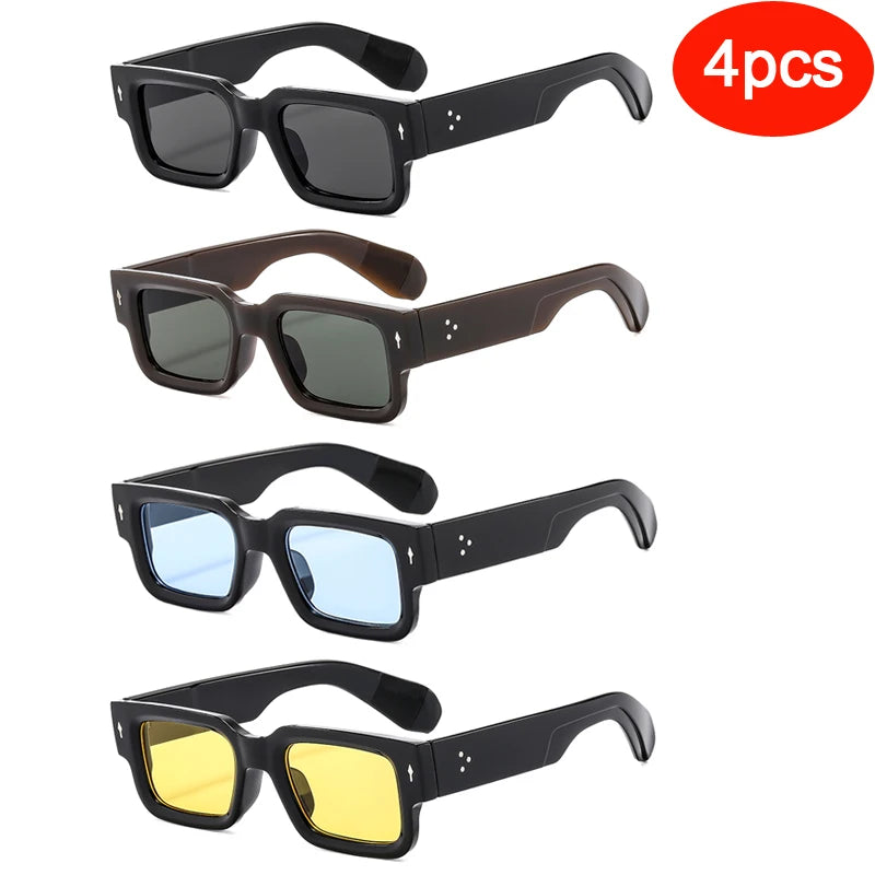 Classical High Square Rivet Sunglasses Men Women Fashion Eyeglasses Men Punk Rectangle Design Sun Glasses Retro Glasses UV400