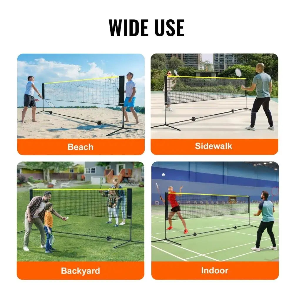 Badminton Volleyball Pickleball Tennis Net Set Adjustable Portable Foldable with Poles Carry Bag for Indoor Outdoor Use