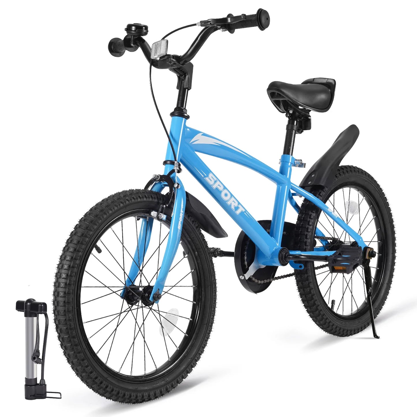 18" Kids Bike Girls and Boys Blue Bicycles with Removable Training Wheels for Age 5-10 Years Old