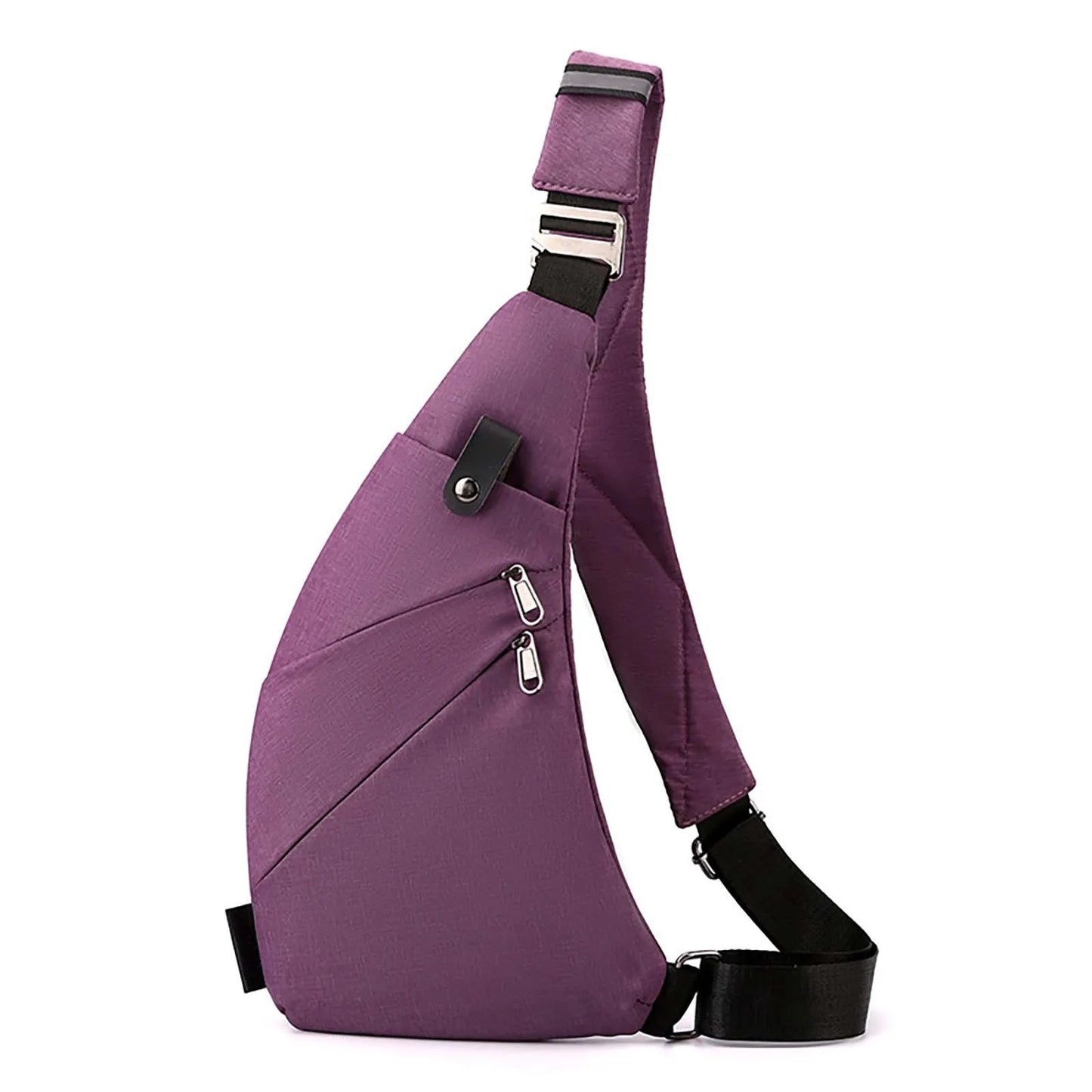 Versatile Men's Outdoor Chest Bag with Crescent Shape & Adjustable Slanted Shoulder Strap, Durable Nylon Design for Travel
