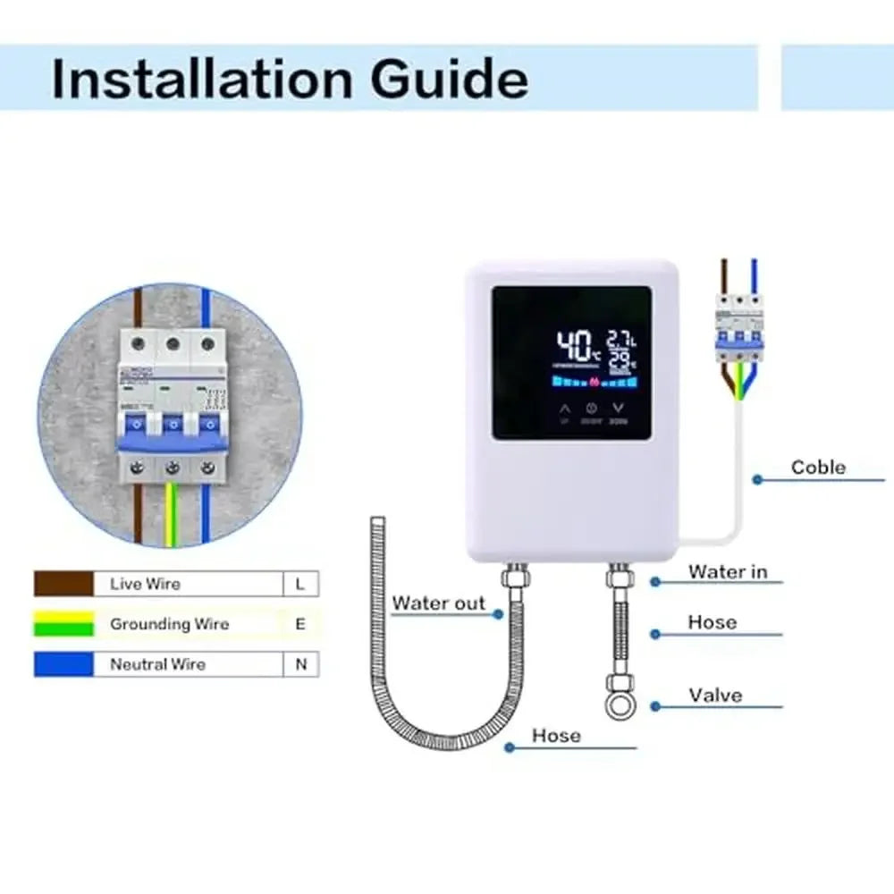 Electric Tankless Water Heater 5000W 110V 120V Remote Control Instant Thermostatic Hot Water Heater Kitchen RVs Compact Spaces