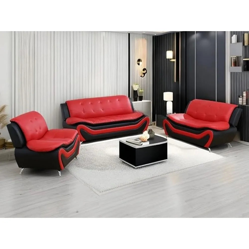 Leather Couches for Living Room,Living Room Couch Set,Sofa for Bedroom,Apartment,Living Room Furniture Sets，a-Leather BlackWhite
