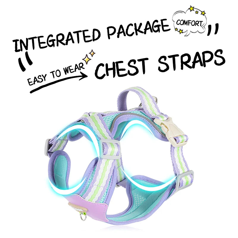 Small Dog Harness No-Pull Adjustable Vest Reflective & Breathable Lightweight Pet Chest Harness Comfort for PuppiesDaily Walks T