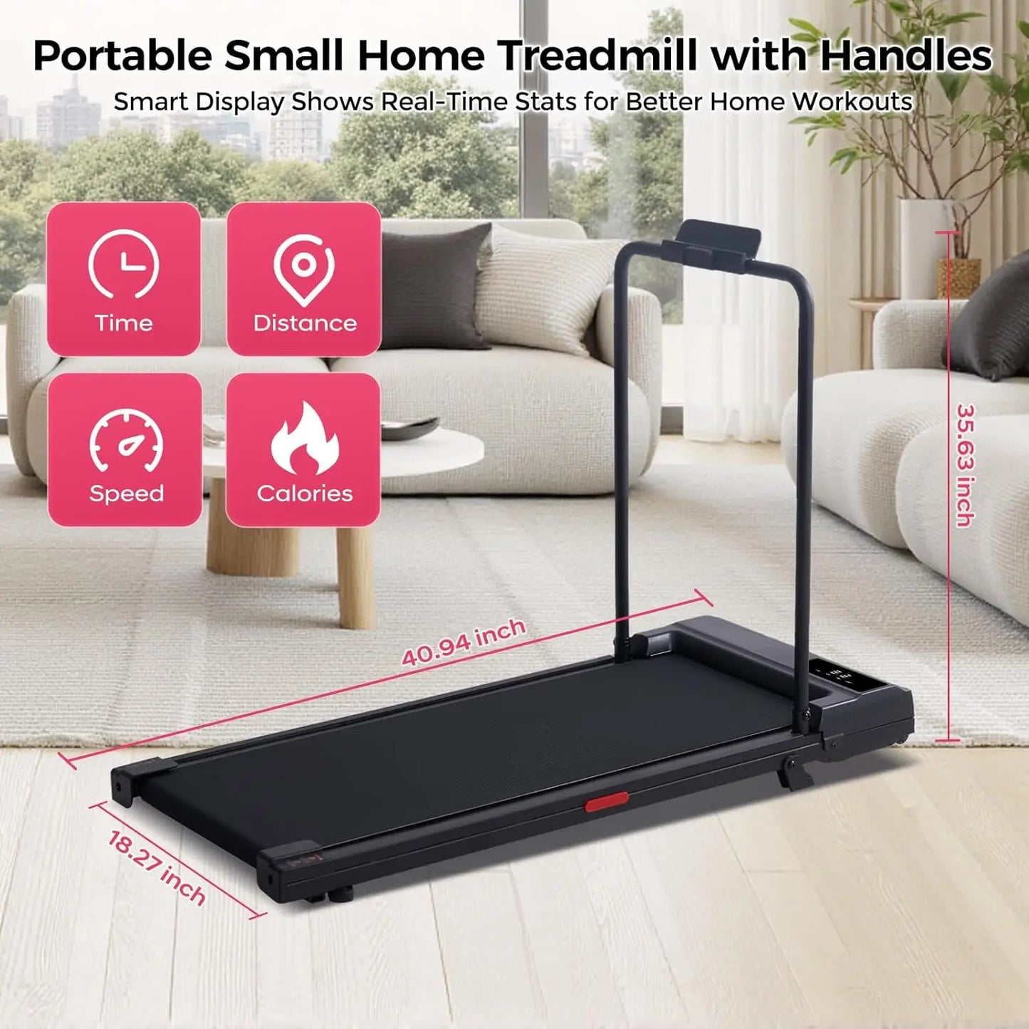 Small portable electric treadmill for household use, 3.5 horsepower silent with LED display screen, weighing 400 pounds