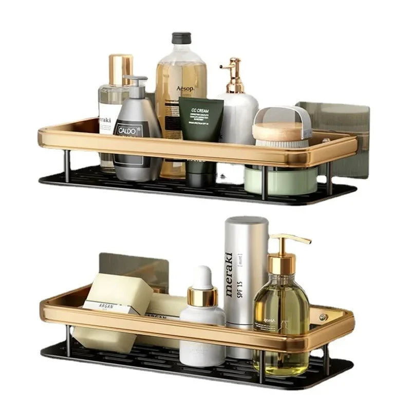 Bathroom Shelf No Drill Wall Mounted Shampoo Bottle Shower Corner Rack Toilet Storage Rack Aluminum Bathroom Kitchen Accessories