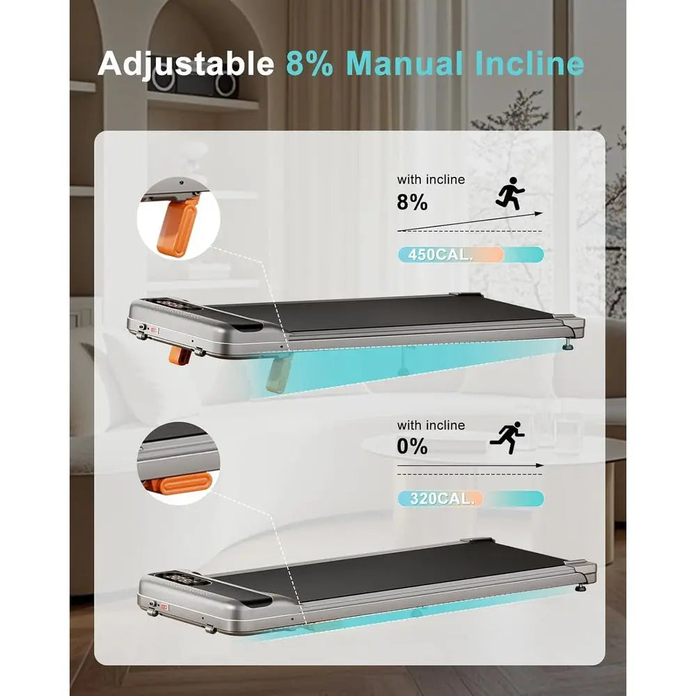 Portable 2.5HP Home Office Treadmill with Incline, 265 lbs Capacity, Remote, LED Display