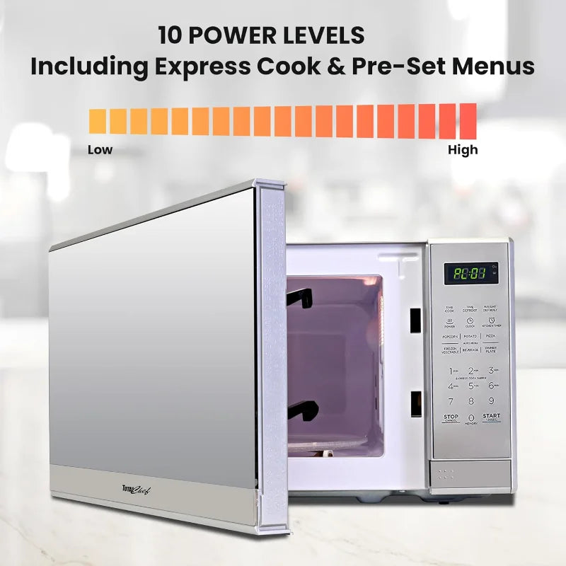 0.7 Cu Ft Microwave Oven - Stainless Steel Compact Style Microondas, Smart Countertop Kitchen Appliance With Digital Touch