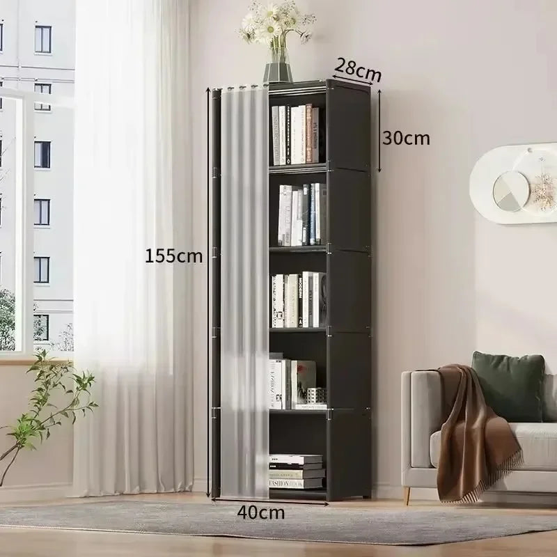 4/5 Layer Wardrobe Storage Rack Large Capacity Dust-proof Cabinet with Curtains Bedroom Simple Clothes Organizer Home Furniture