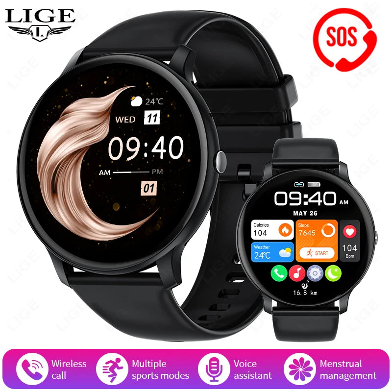 LIGE Smart Watch Women Men Bluetooth Call Sports Fitness Watches Heart Rate Health Monitor Smartwatch Ladies For Android iOS New