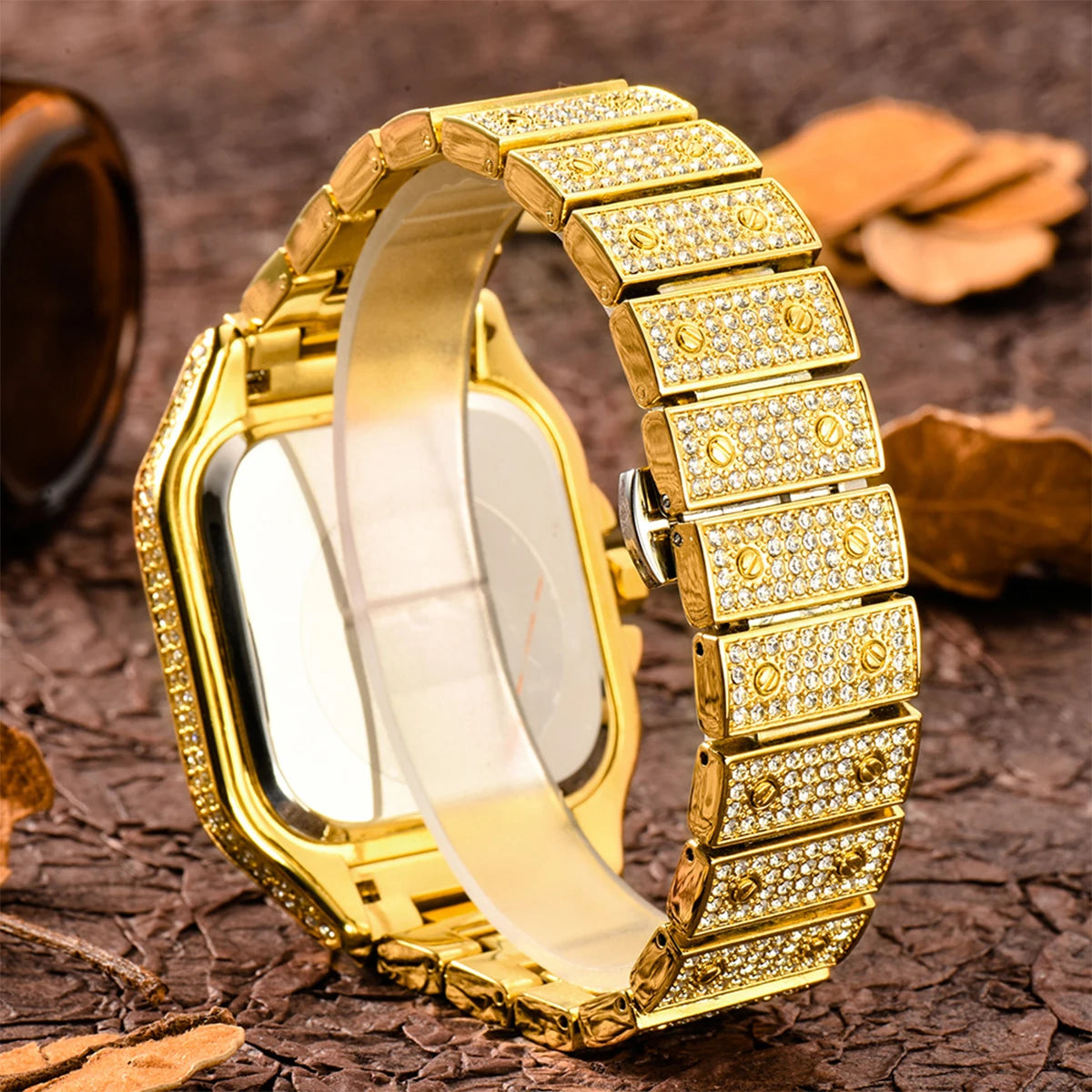 Aokaishen Iced Out Diamonds Watches 2023 Trend Stainless Steel Wristwatches for men Full Stones Zircon Quartz Square Gift