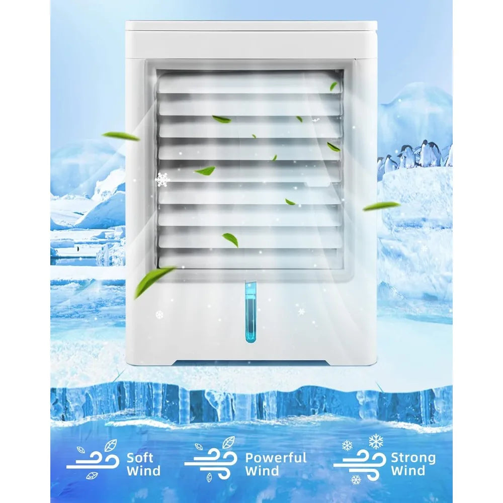 Portable air conditioner, personal evaporative air cooler with 3 wind speeds, touch screen, small air conditioning fan