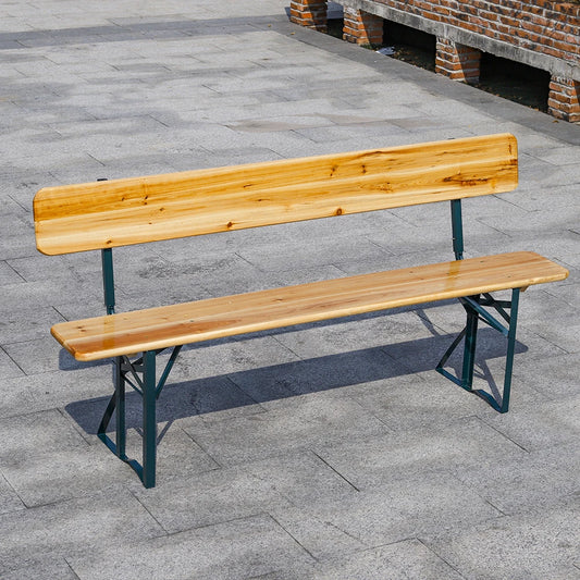 Voltsify 2 Pcs Contemporary Folding Wooden Garden Bench Outdoors