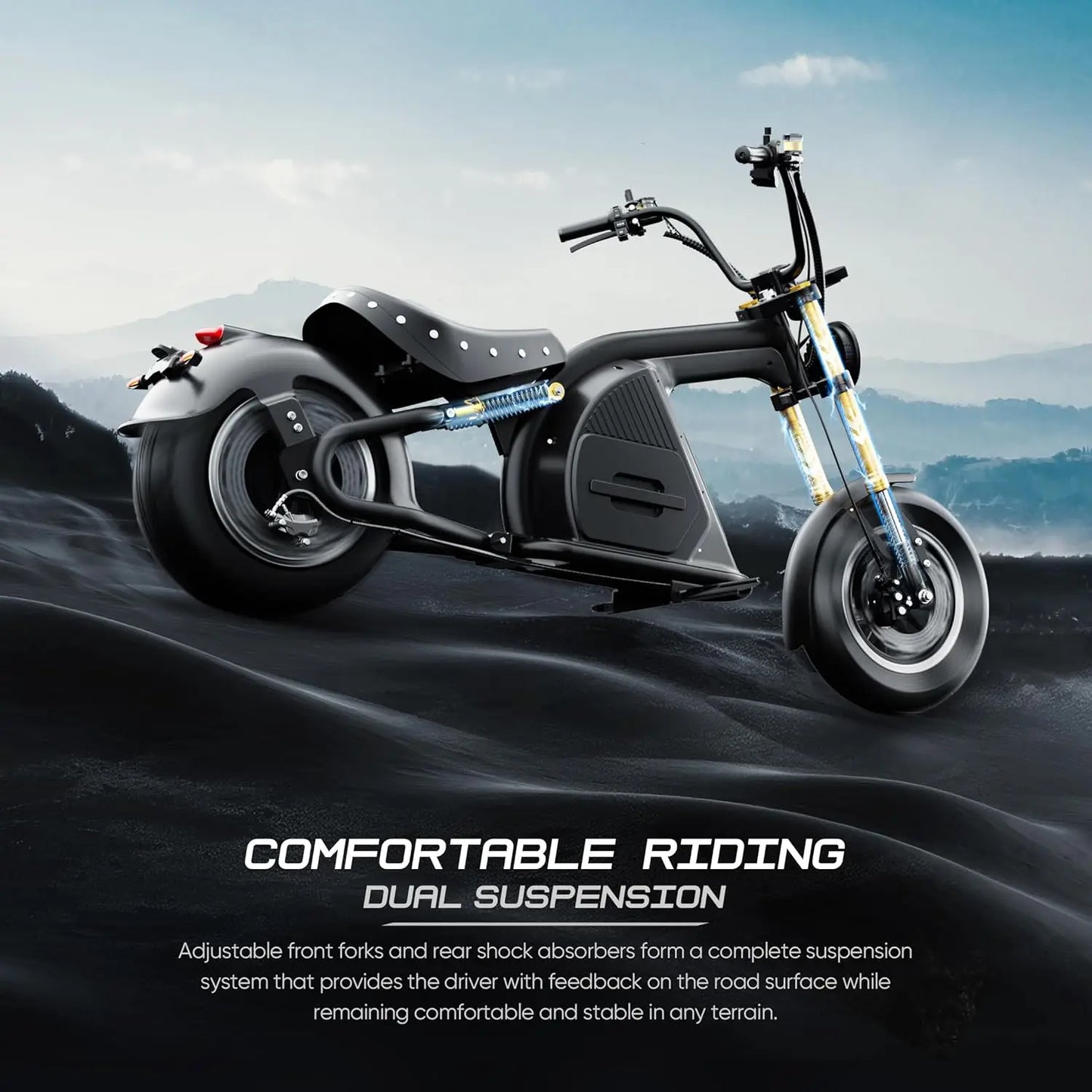 M8S Electric Motorcycle for Adults 72V Lithium Battery Long Range IP6 Color LCD Display Street Legal High Speed Bike