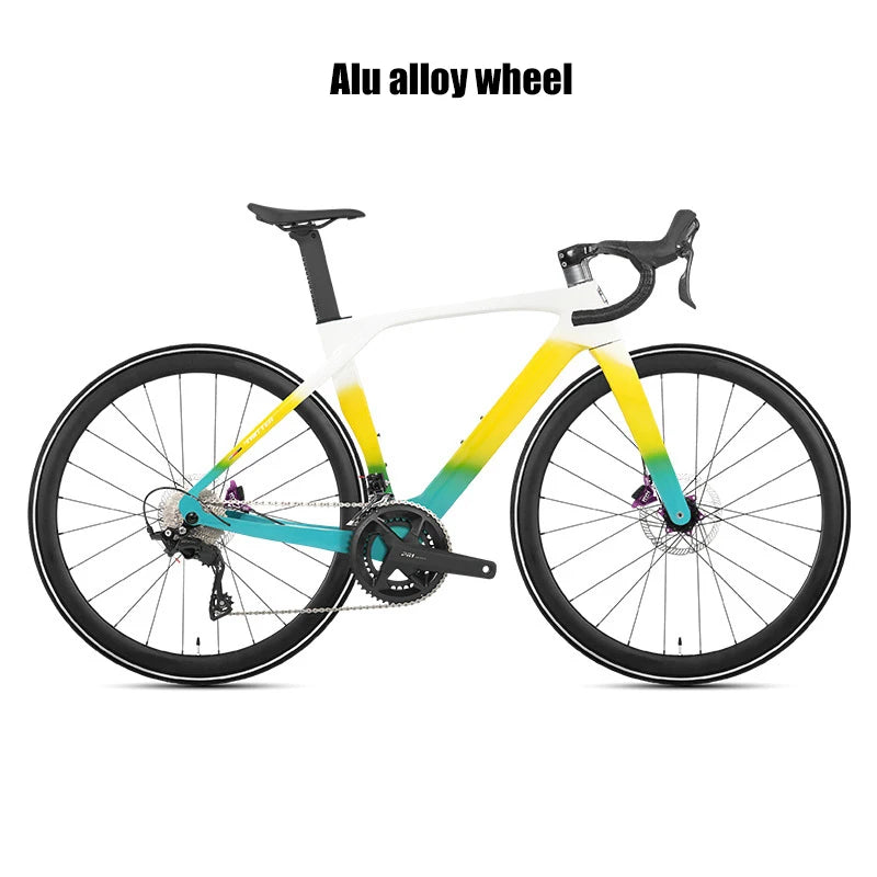 TWITTER Full Carbon Light Weight Road Bike Wireless WheelTop EDS 24S Racing Bicycle 4-Piston Disc Brake With 50mm Carbon Wheels